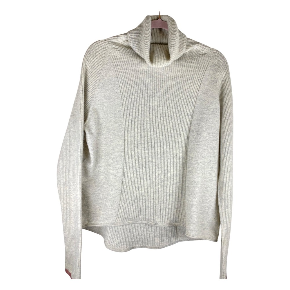 Celtic & Co. Supersoft Slouchy Roll Neck Wool Sweater Oatmeal Women L Heitage
